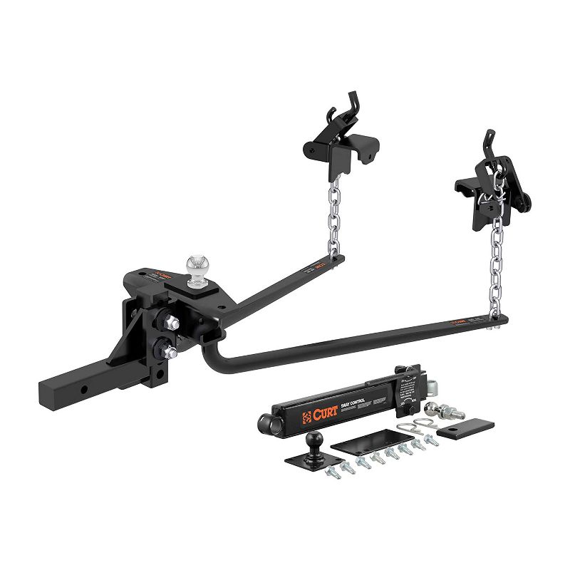 Curt 17222 Round Bar Weight Distribution Hitch with 2-5/16 Inch Ball, 2 Inch Shank, and 14000 Pounds Maximum Weight Capacity, Black