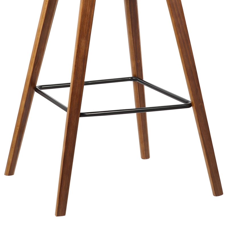 26" Fox Mid-Century Counter Height Barstool in Brown Faux Leather with Walnut Wood - Armen Living
