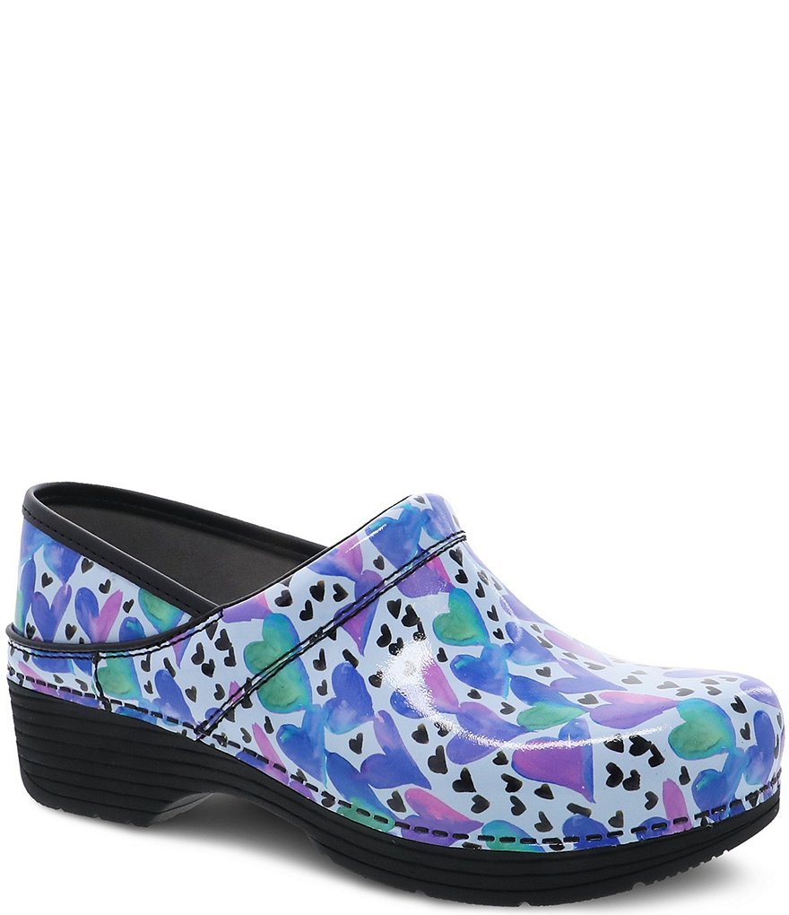 Dansko Lt Pro Love Heart Print Patent Leather Clogs