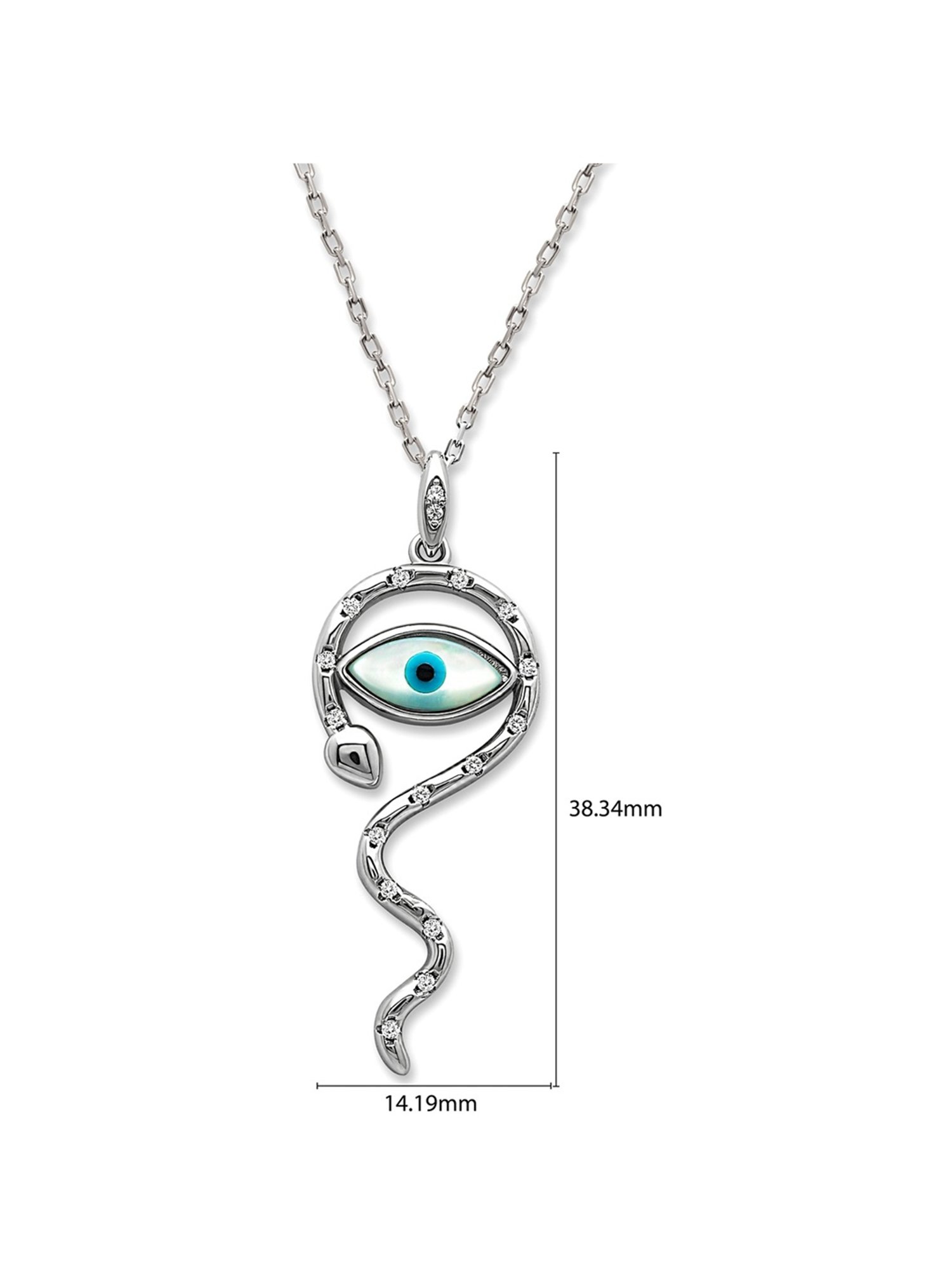 Silberry 92.5 Sterling Silver Snakey Evil Eye Pendant