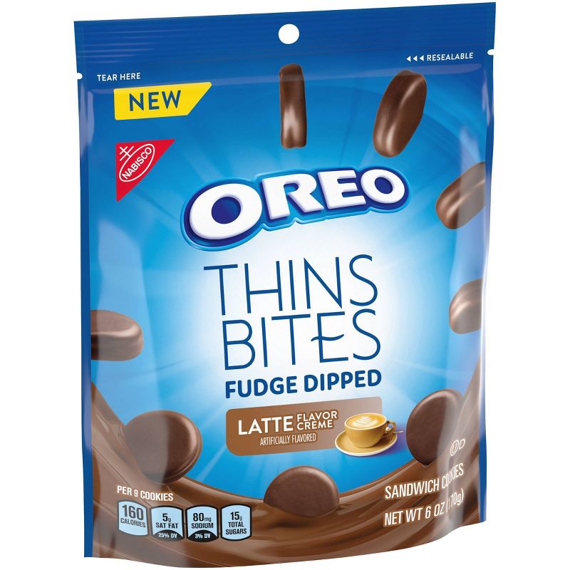 Oreo Thins Bites Fudge Dipped Latte Sandwich Cookies  - 6oz