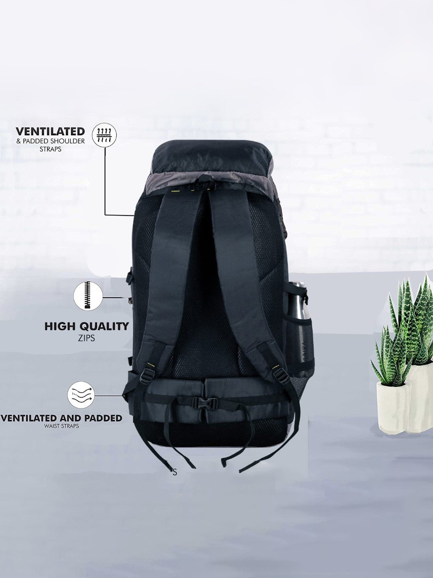 Leather World Grey Printed Large Ruksack - 37 Ltrs