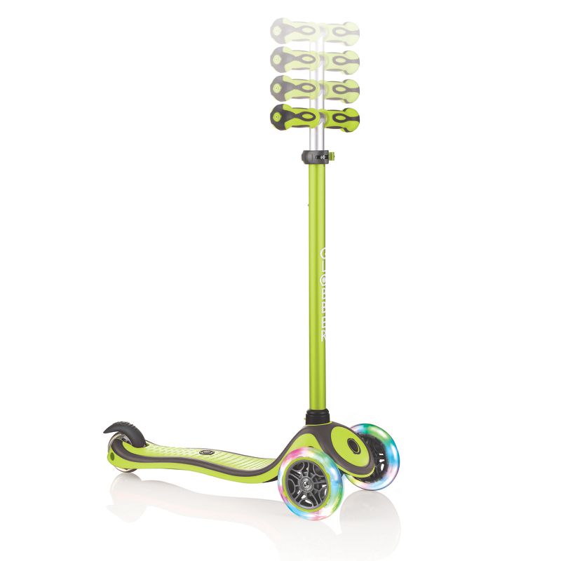 Globber V2 3-Wheel Kids Kick Scooter with LED Light Up Wheels and Adjustable Height and Comfortable Grips for Boys and Girls, Lime