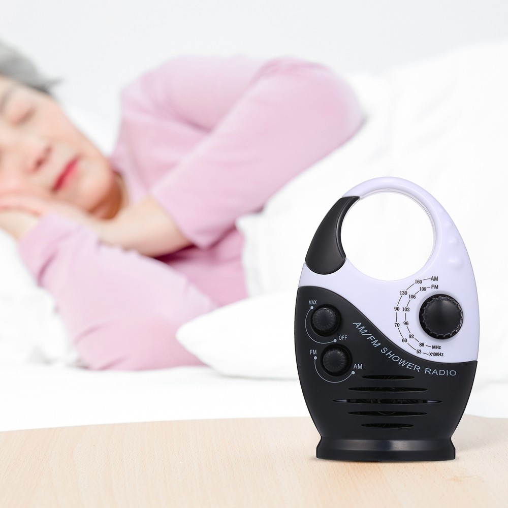 AM / FM Mini Shower Radio Bathroom Waterproof Radio Hanging Music Radio Built-in Speaker (Not Including