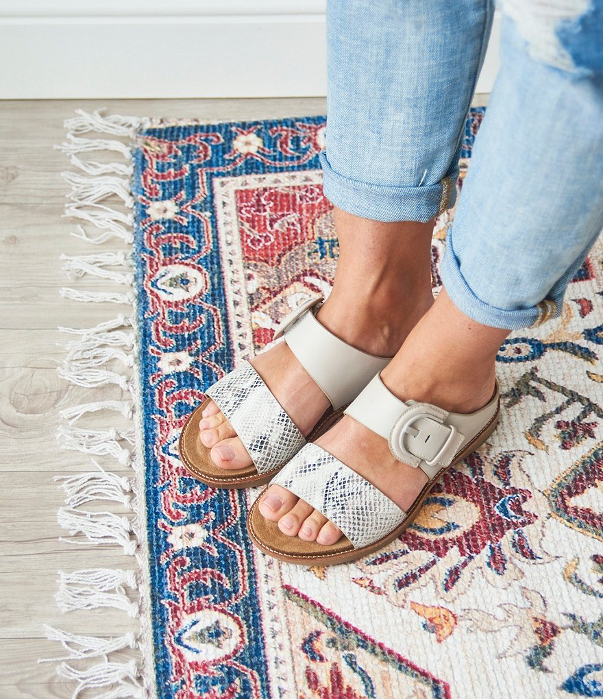 Sofft Braye Leather Snake Print Comfort Footbed Slides