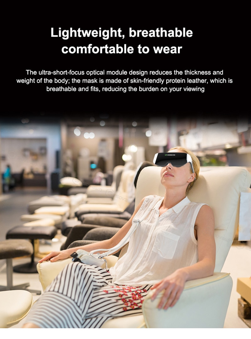 Shinecon VR Headset AI08 Giant Screen Same Screen Stereo Cinema 3D Glasses Pro Virtual Reality VR For iPhone Android Smartphone