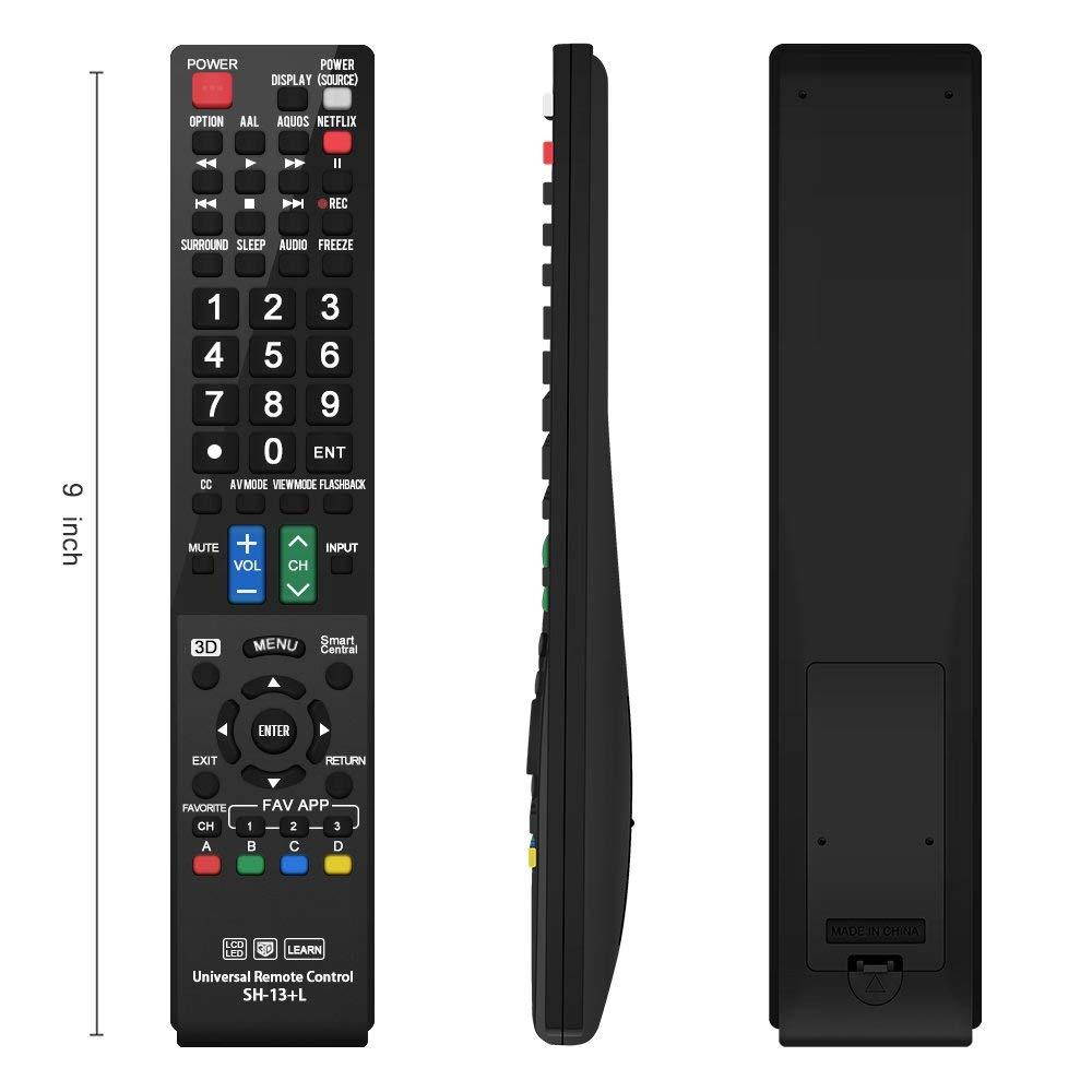 Gvirtue Universal Remote Control Compatible Replacement for Sharp Smart TV/ HDTV/ 3D/ LCD/ LED, GA935WJSA GA806WJSA GA840WJSA GA480WJSB GB004WJSA GB118WJSA GB004WJSA GB005WJSA GJ221-C GJ221-R