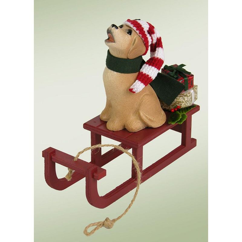 Byers Choice 5.5" Snow Day Dog with Sled Christmas Figure