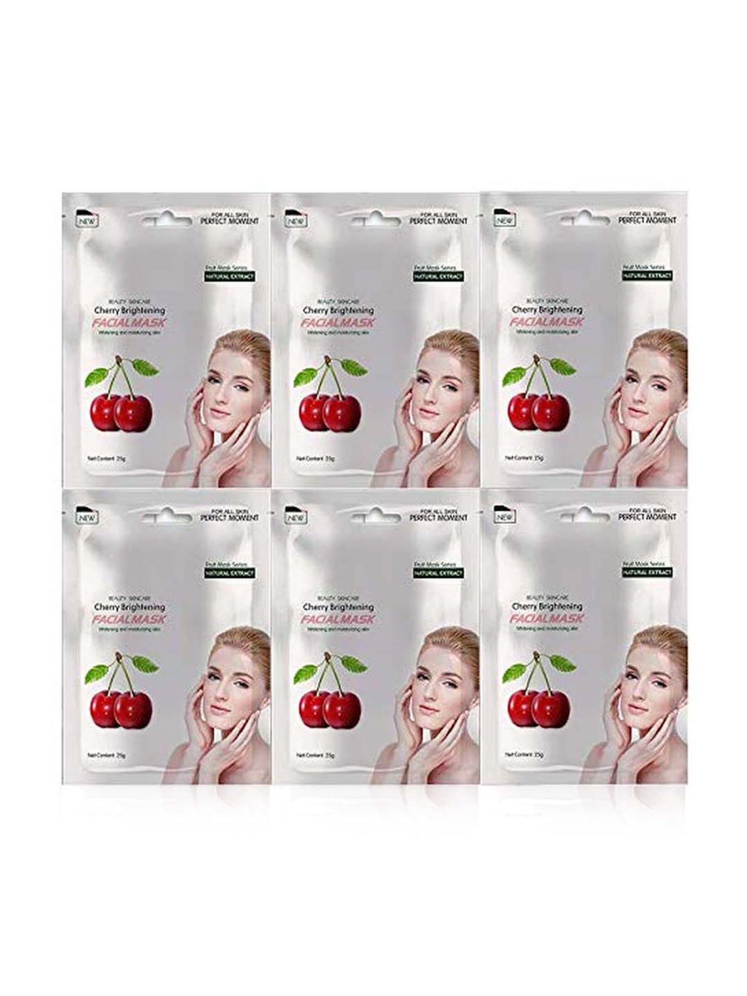 MONDSUB Cherry Brightening Sheet Masks (Pack of 6) - 25 gm Each