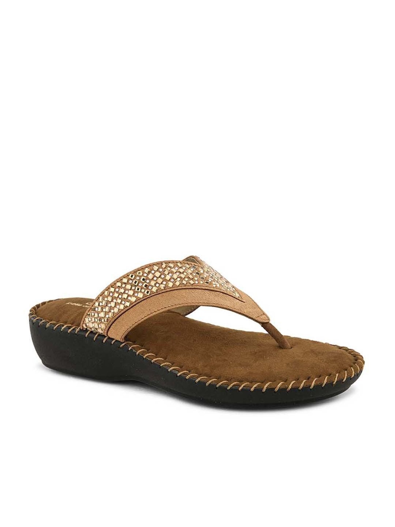 Pelle Albero Women's Antique Gold Thong Wedges