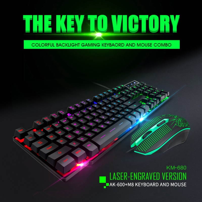 IMICE KM-680 Keyboard Mouse Kit Comfortable Clicking Backlight ABS High-Precision Sensor Keyboard Mouse Kit for Computers
