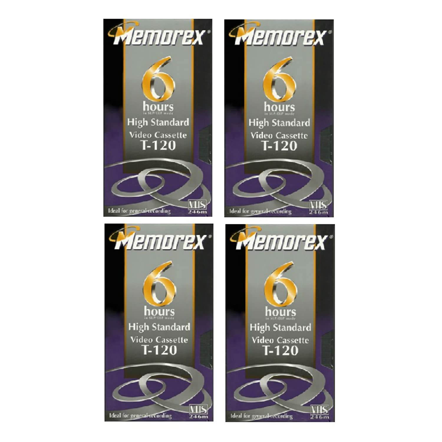 Memorex T120 High Standard Video Cassette 6 Hour 4 Pack Brick