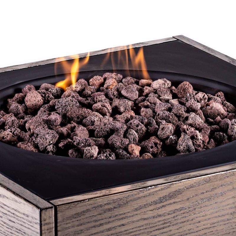 Square Fire Pit With Wood Grain Finish 23.5" - Legacy Heating