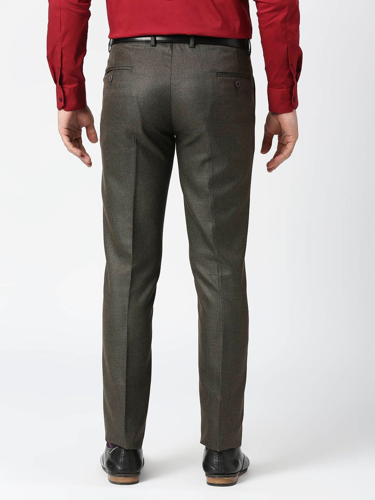 SOLEMIO Brown Slim Fit Trousers