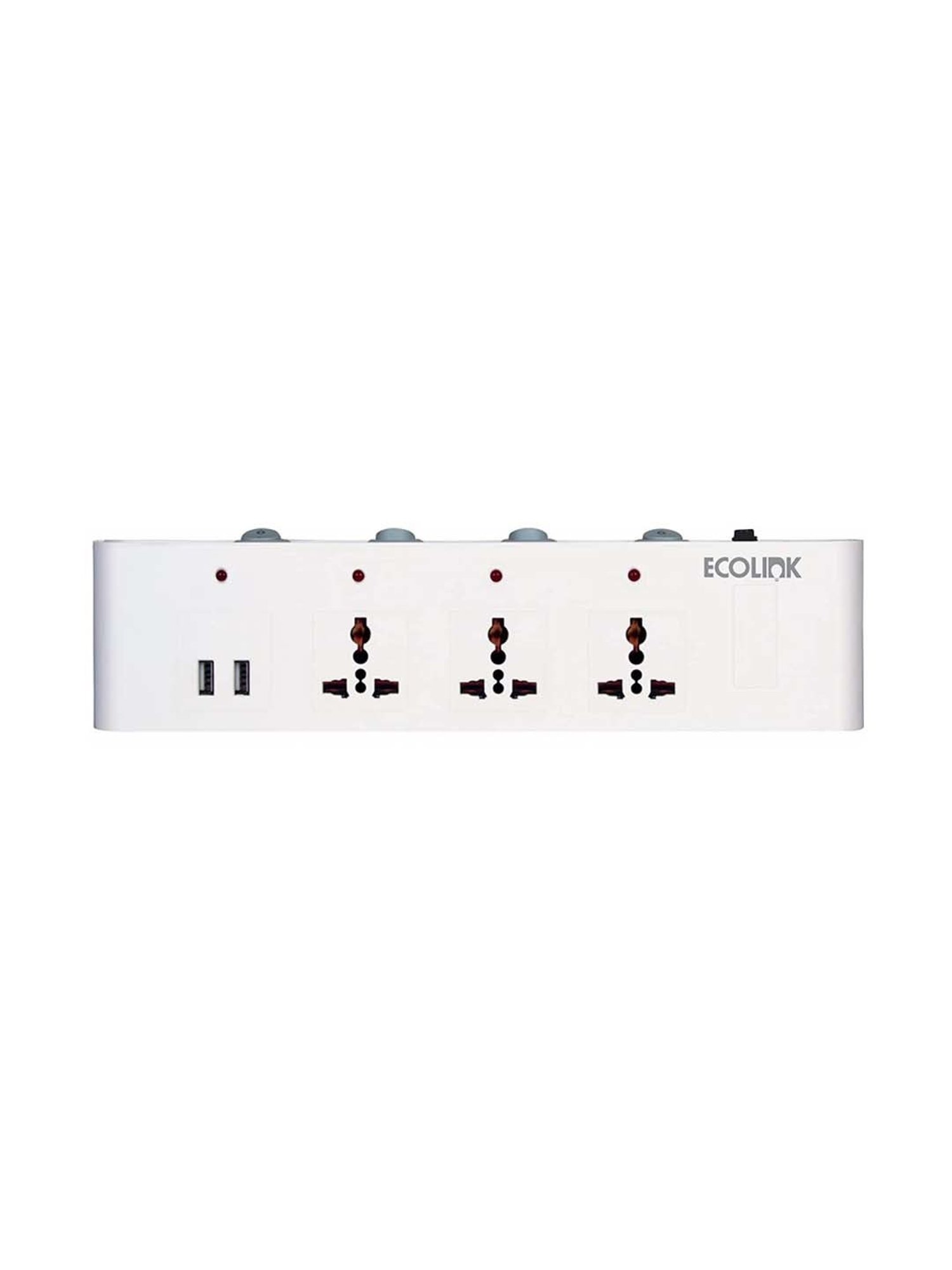 EcoLink Guardian Impetus Spike Guard with 3 Socket 6A + 2 USB (White & Purple)