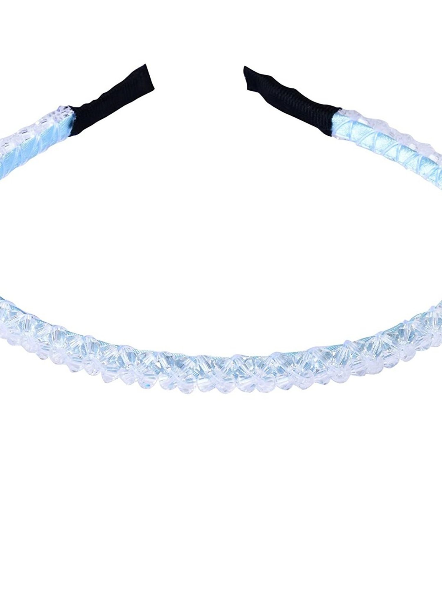 OOMPH Sea Blue Crystal Studded Party Thin Hair Band
