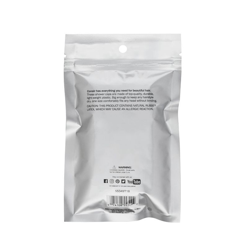 Conair Printed Shower Cap with Microban - 2pk