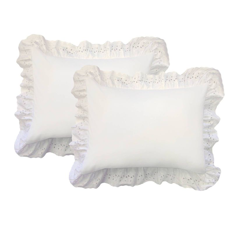 Standard 2pk Eyelet Ruffled Sham Ivory - Fresh Ideas