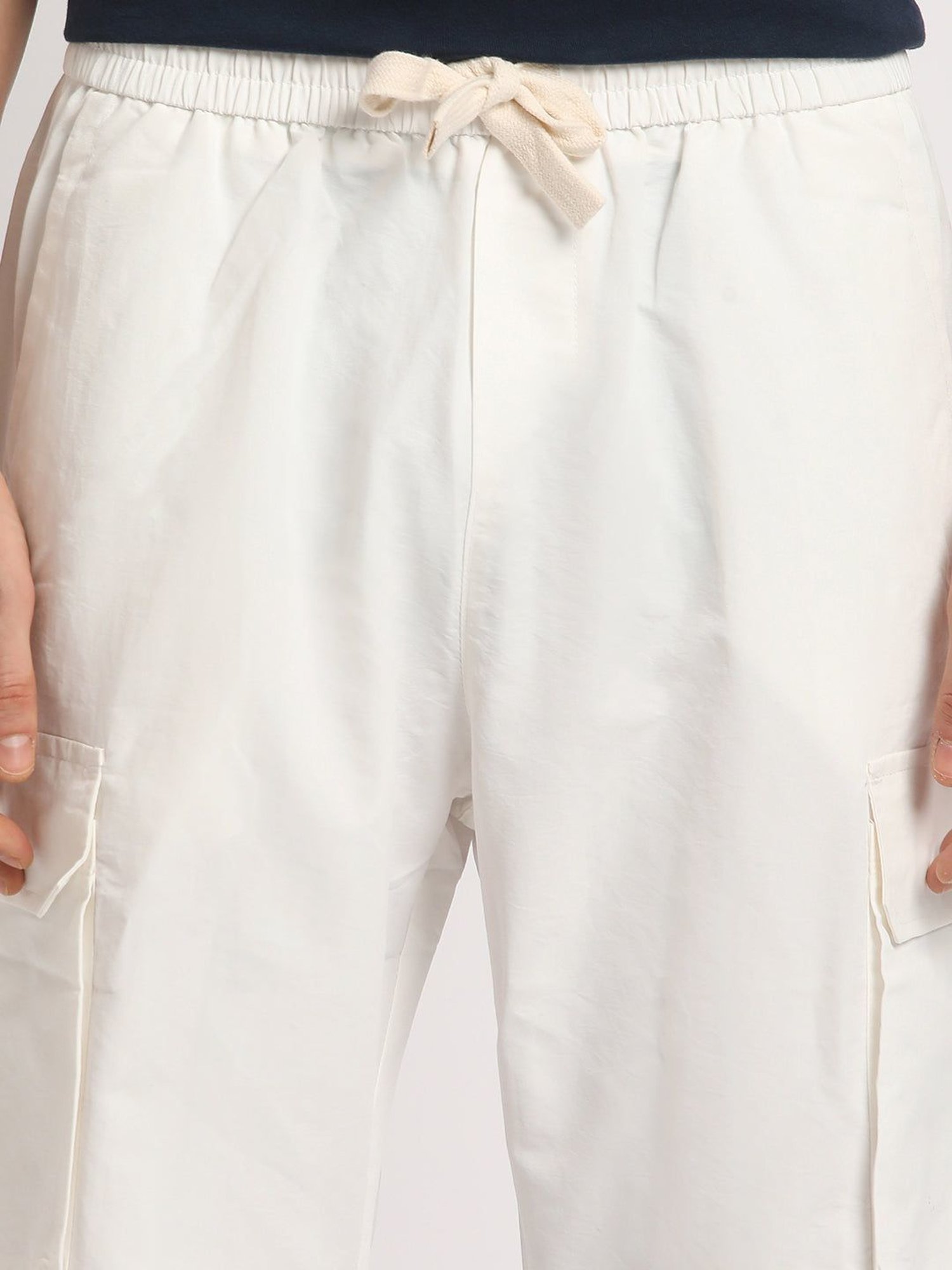 Slowave Beige Regular Fit Flat Front Trousers