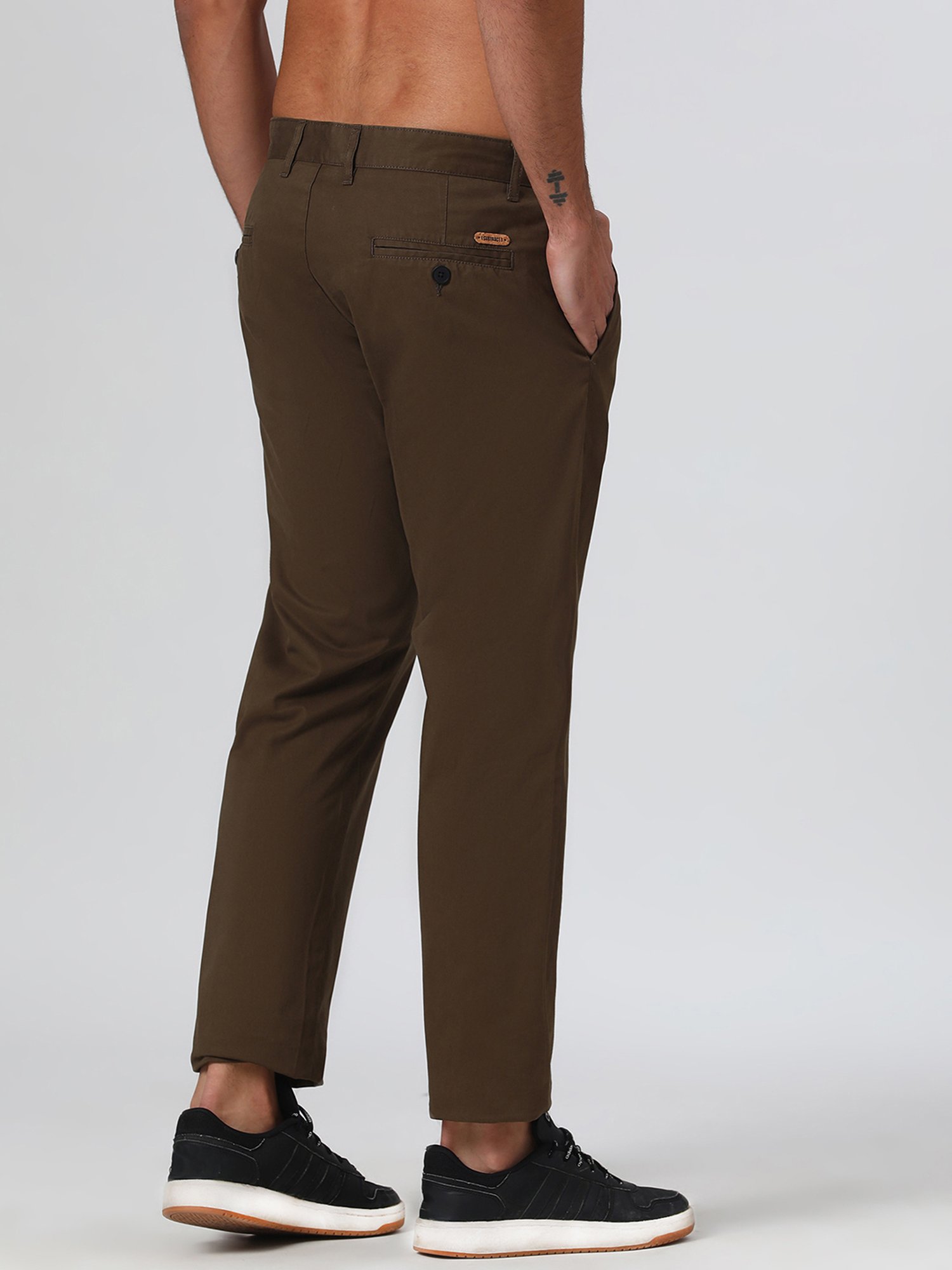 SUBTRACT Dark Olive Regular Fit Pleated Trousers