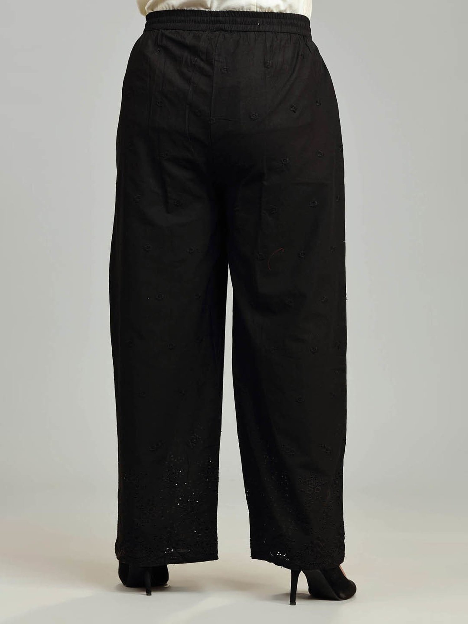 Cotton Culture Black Cotton Embroidered Pants