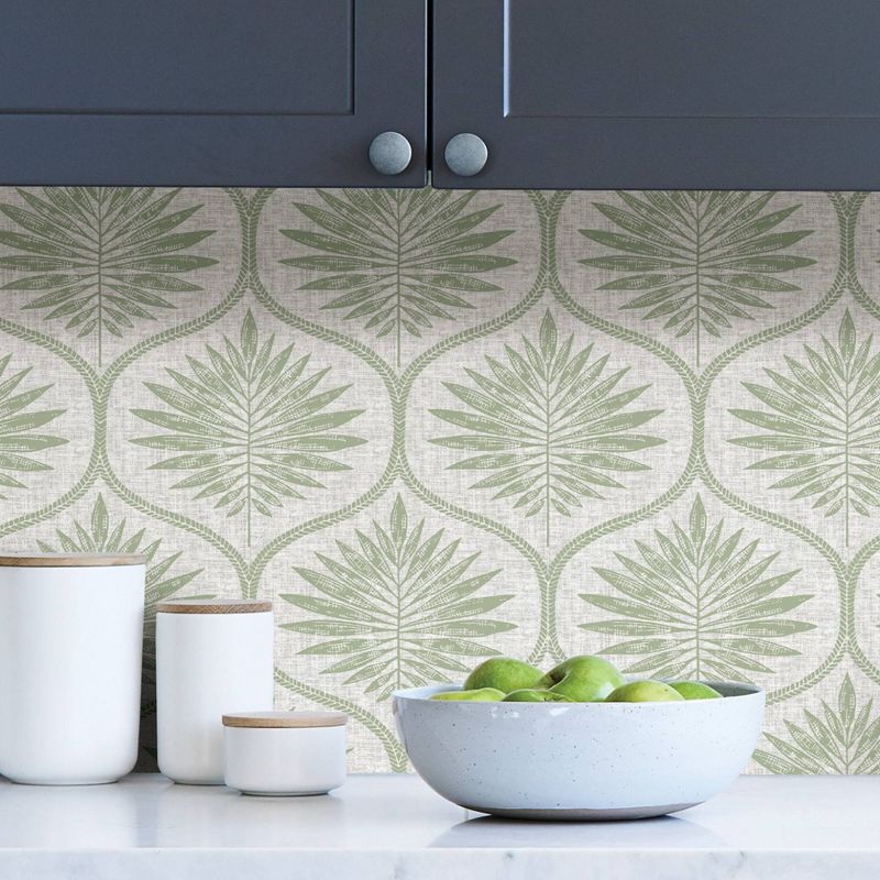 NuWallpaper Primitive Leaves Peel & Stick Wallpaper Green