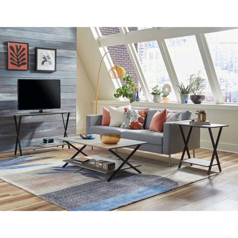 48" Slade Coffee Table with End Table and TV/Sofa Console Table Gray - Alaterre Furniture