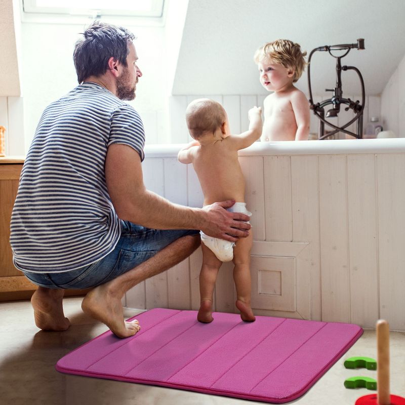 1'8"x2'8" Rectangle Indoor and Outdoor Polyurethane Floor Mat Pink - PiccoCasa