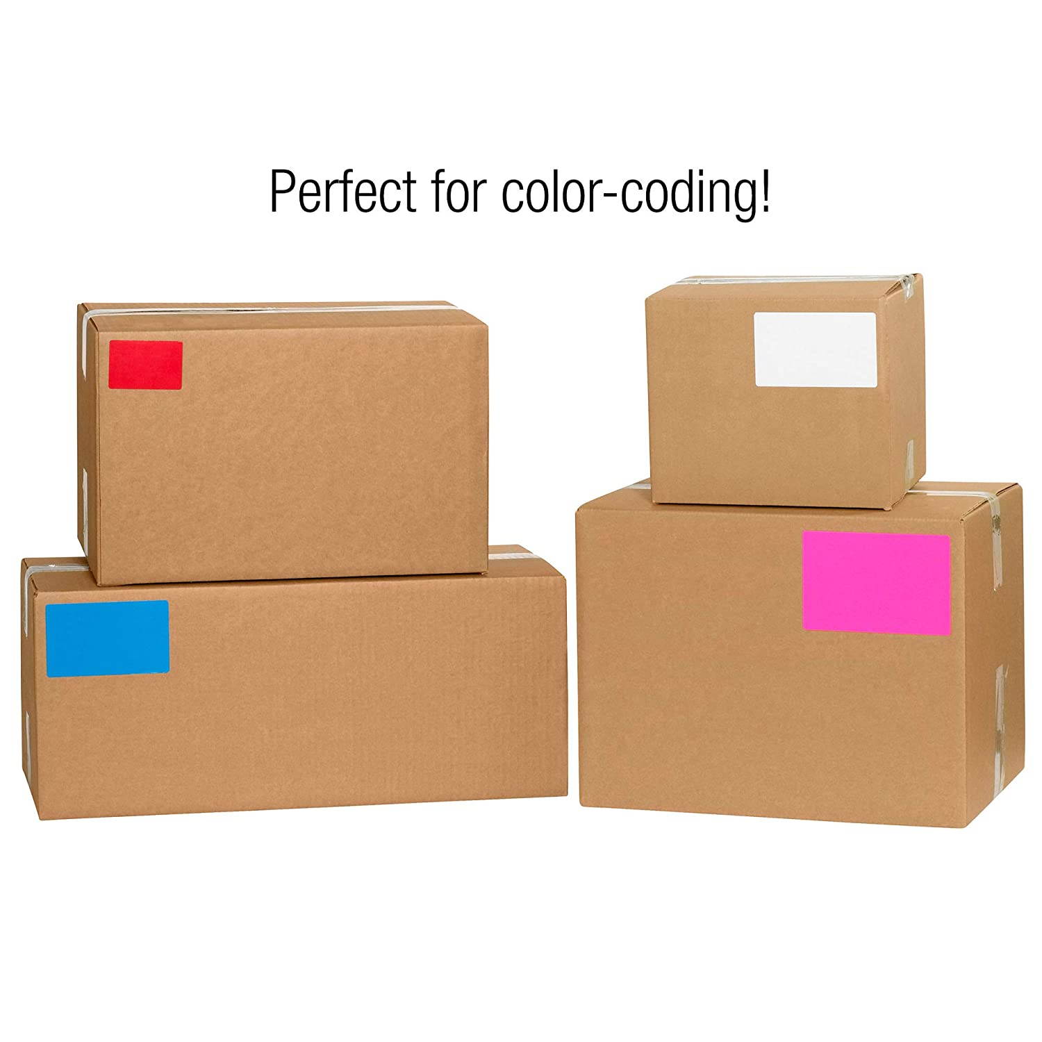 Tape Logic Inventory Rectangle Label, 5" L x 3" W, Fluorescent Pink, Roll of 500 (DL632K)