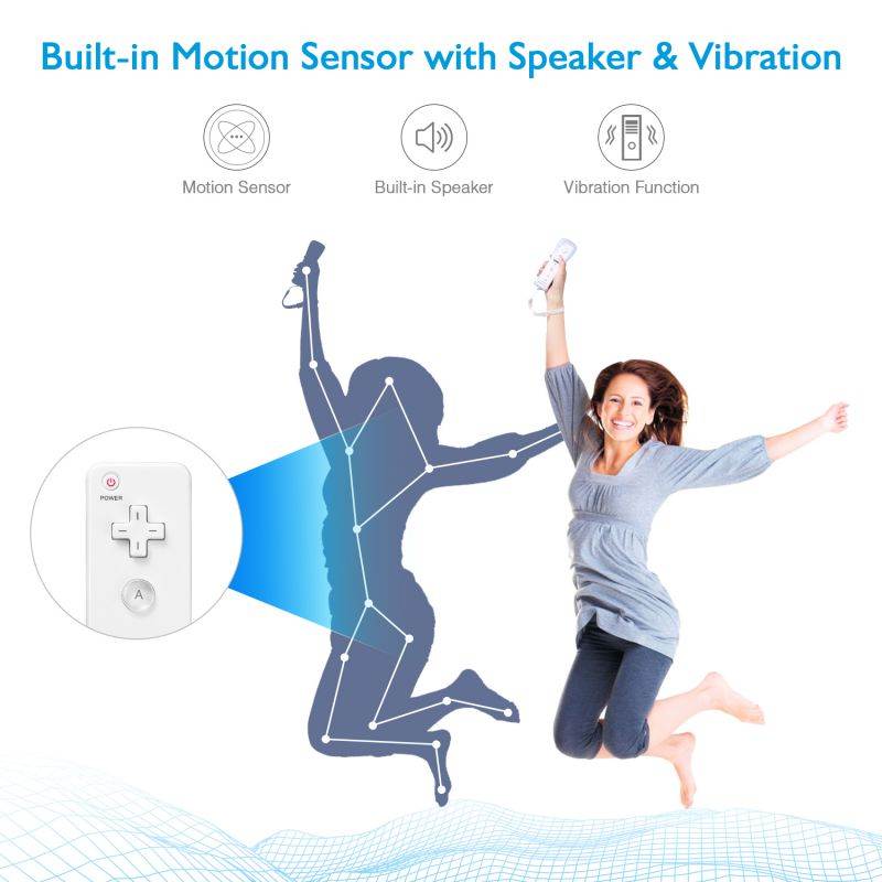 2 In 1 Wii Remote Controller Replacement Remote Game Controller with Shock Function for Nintendo Wii and Wii U Video Game Built Motion Sensor