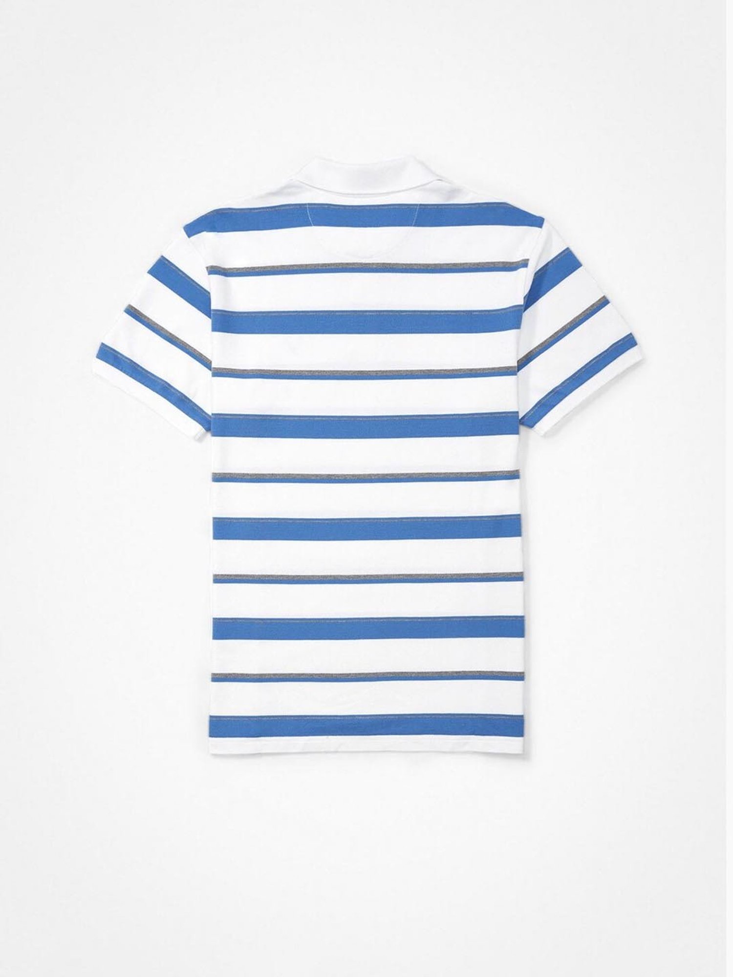 American Eagle Outfitters White Regular Fit Striped Polo T-Shirt