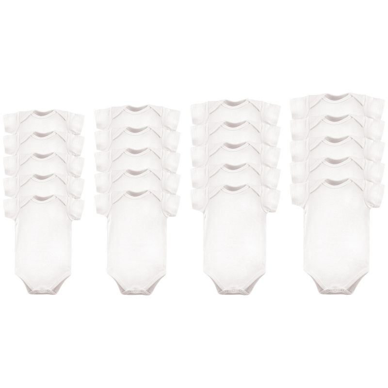 Luvable Friends Cotton Bodysuits 20pk, White, 0-12 Months