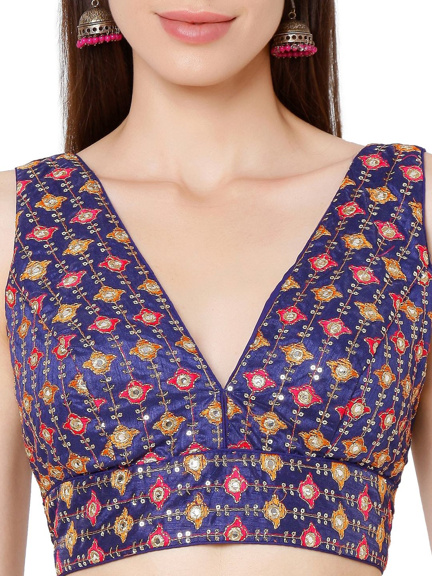 Salwar Studio Royal Blue Embroidered Blouse