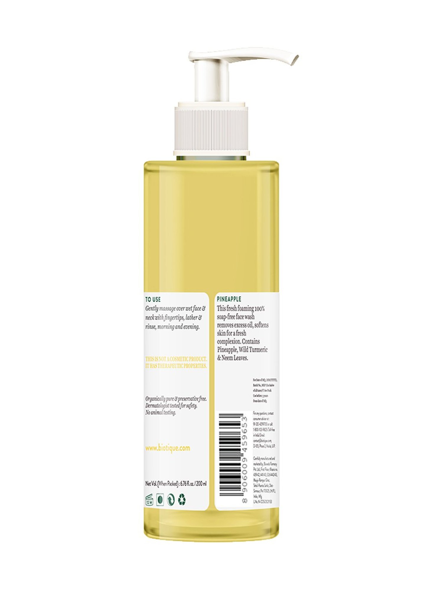 Biotique Pineapple Oil Control Foaming Face Wash - 200 ml