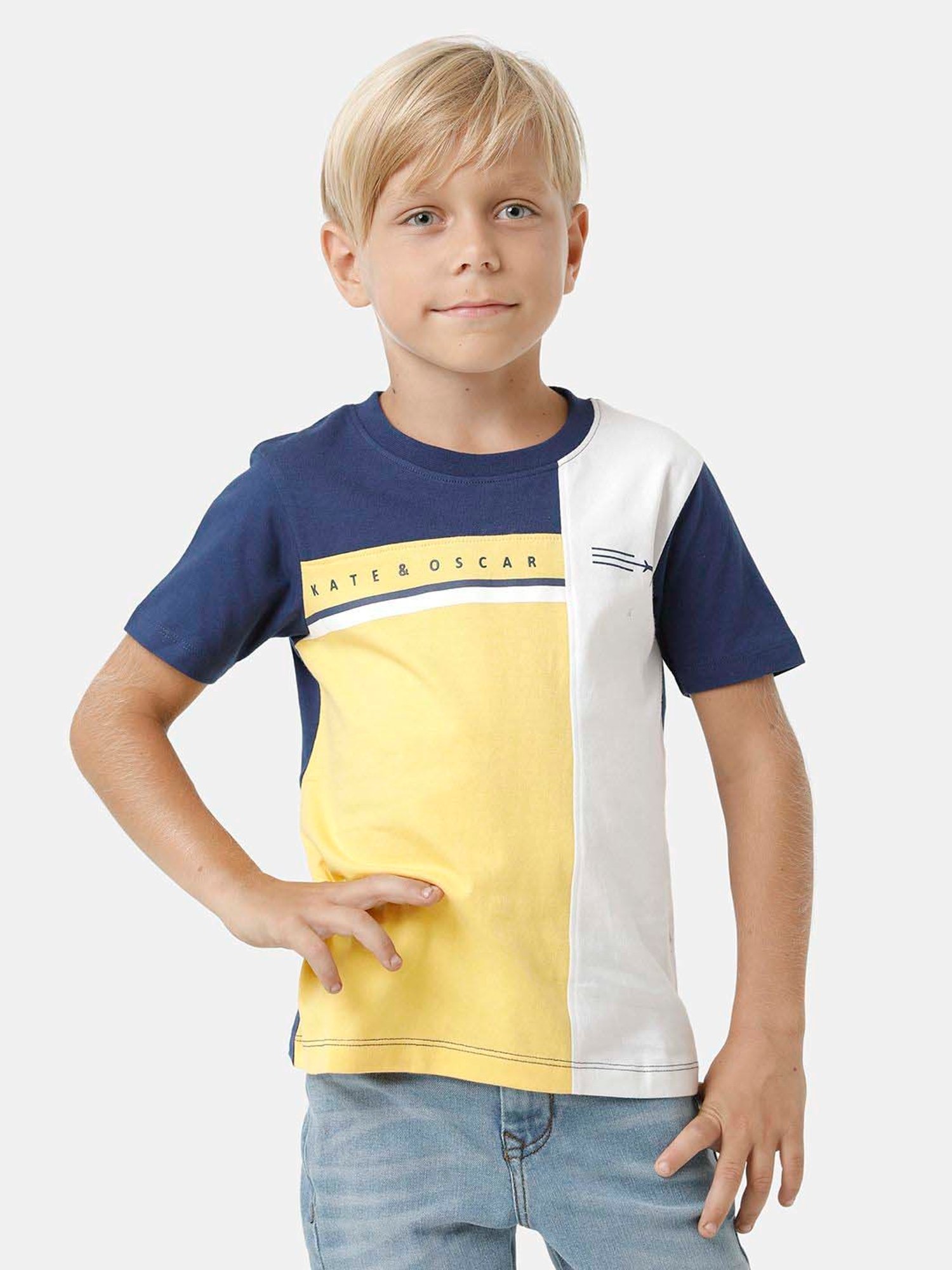 Kate & Oscar Kids Multicolor Cotton Color Block T-Shirt