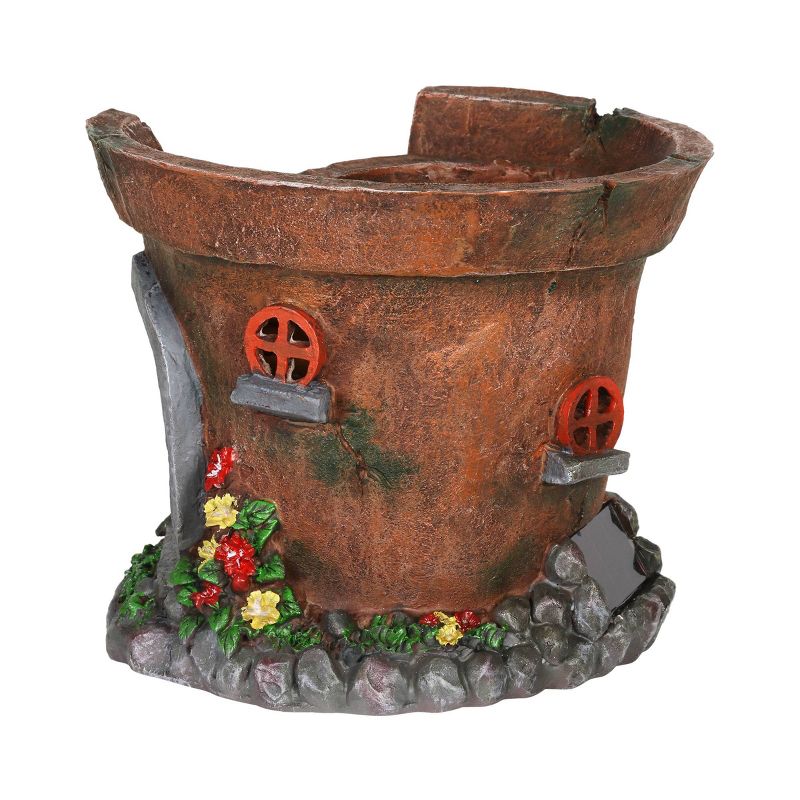 7.48" Resin Solar Fairy House Flower Pot - Exhart