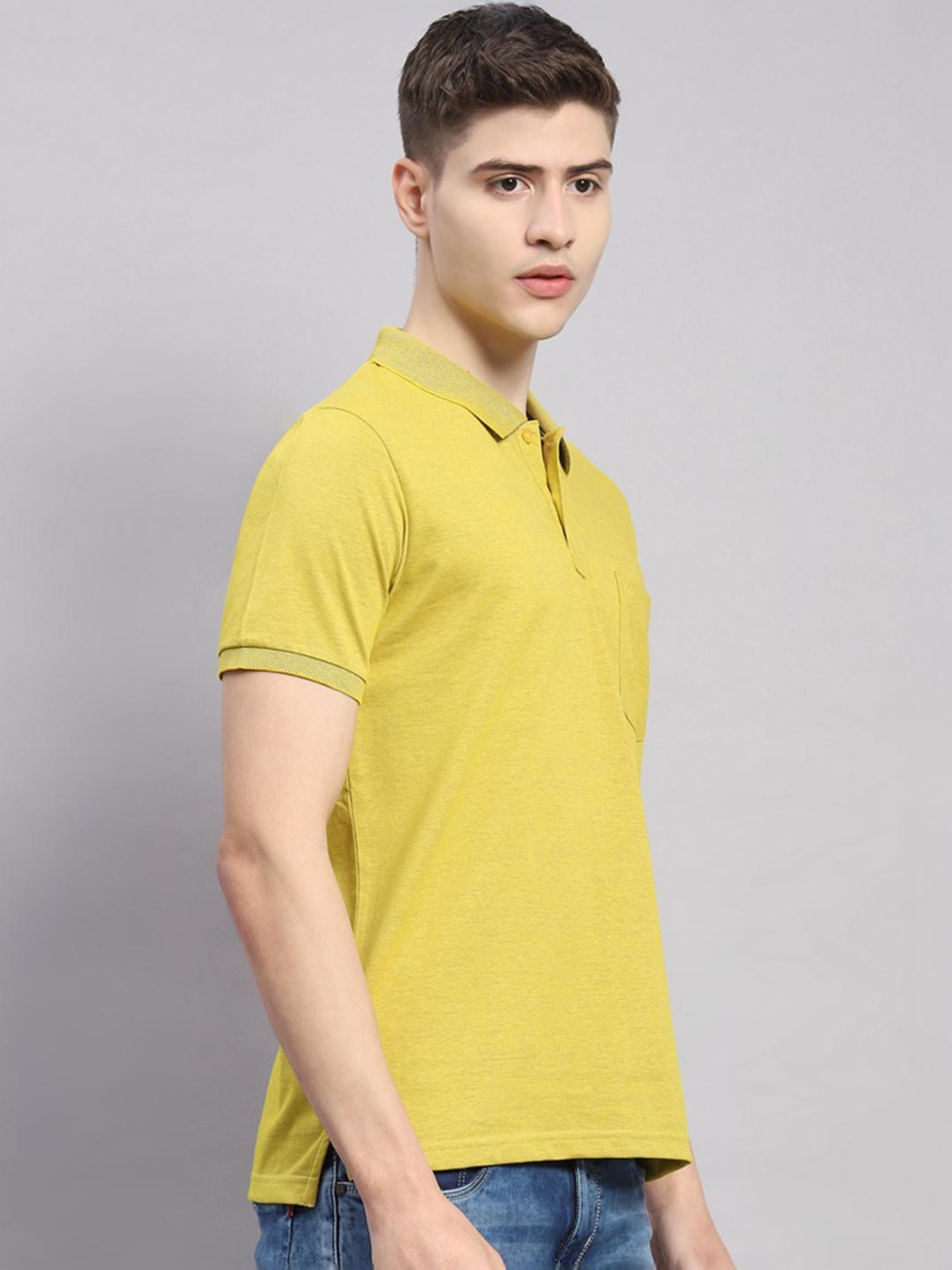 Monte Carlo Mustard Cotton Regular Fit Polo T-Shirt