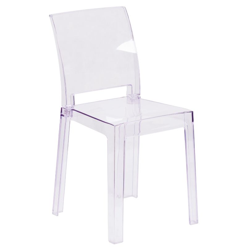 Emma and Oliver Ghost Chair with Square Back in Transparent Crystal