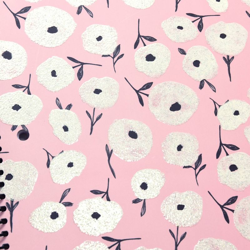 Spiral Notebook 1 Subject Wide Ruled Pink/White Floral - Gartner Studios