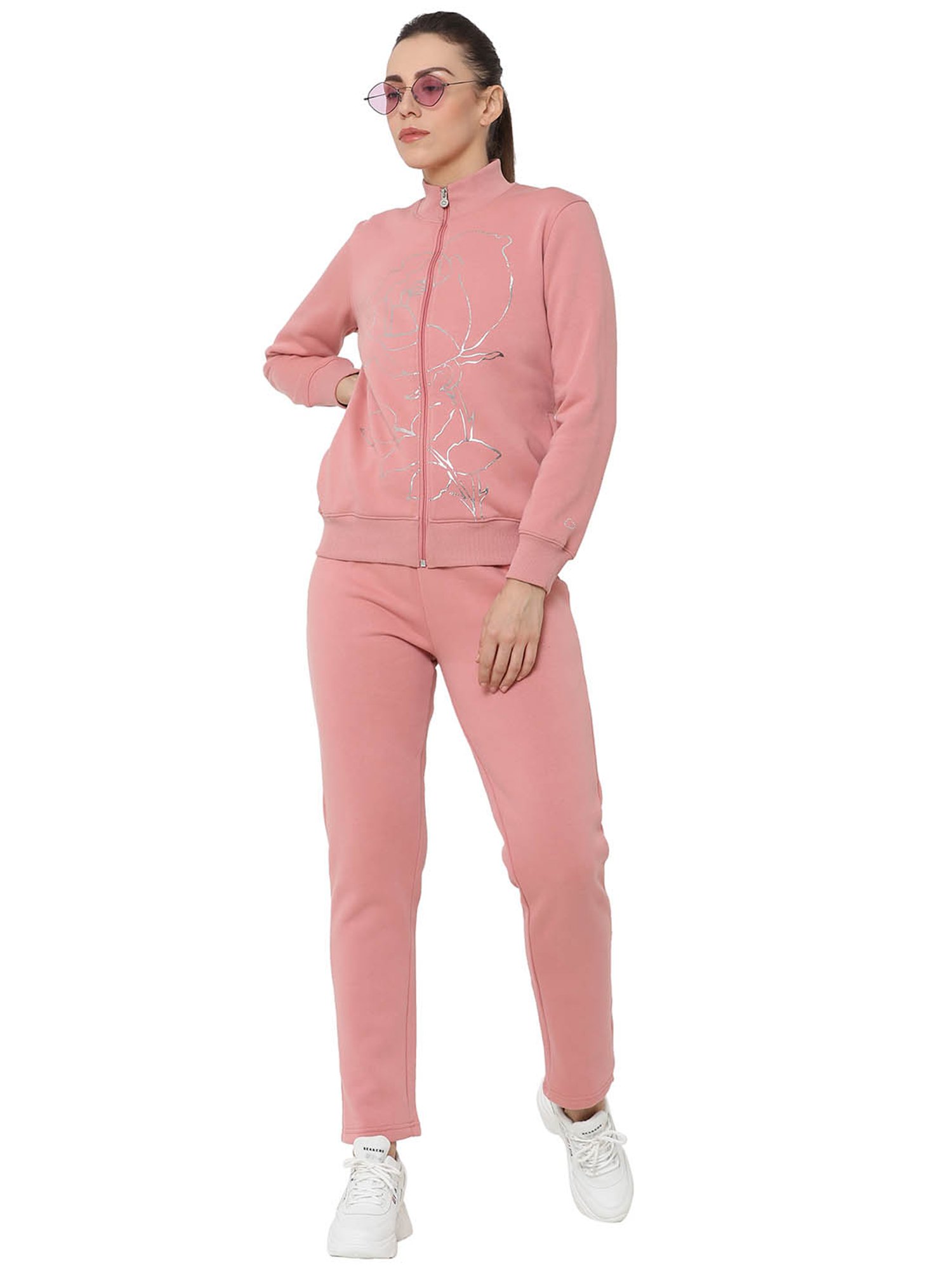 Sweet Dreams Pink Printed Jacket With Trackpants