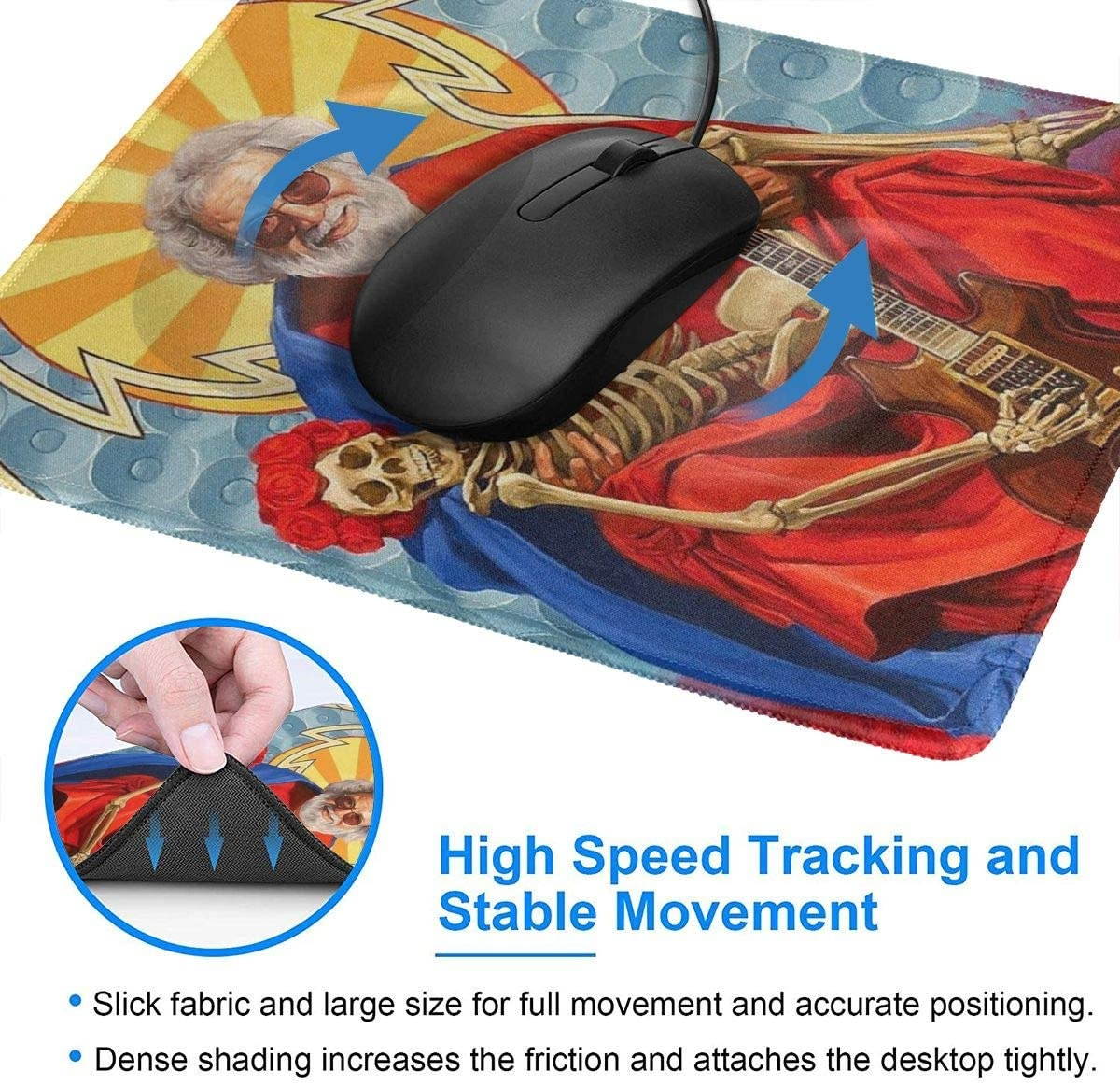 Grate-ful Dead Mouse Pad Dancing Bear Printed Mousepad Colorful Gaming Mouse Pads Non - Slip Rubber Base for Computer Game 7.1x8.7 in/18x22 cm