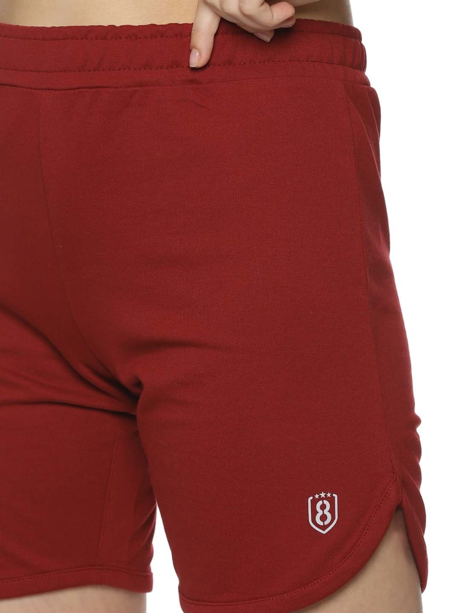 Domin8 Women Solid Training Shorts With Self Fabric Elasticated Drawstring Waist