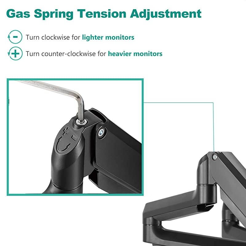 Premium Triple LCD Monitor Desk Mount Fully Adjustable Gas Spring Stand for Display up to 27 inch 154lbs Capacity GSDM003 Black