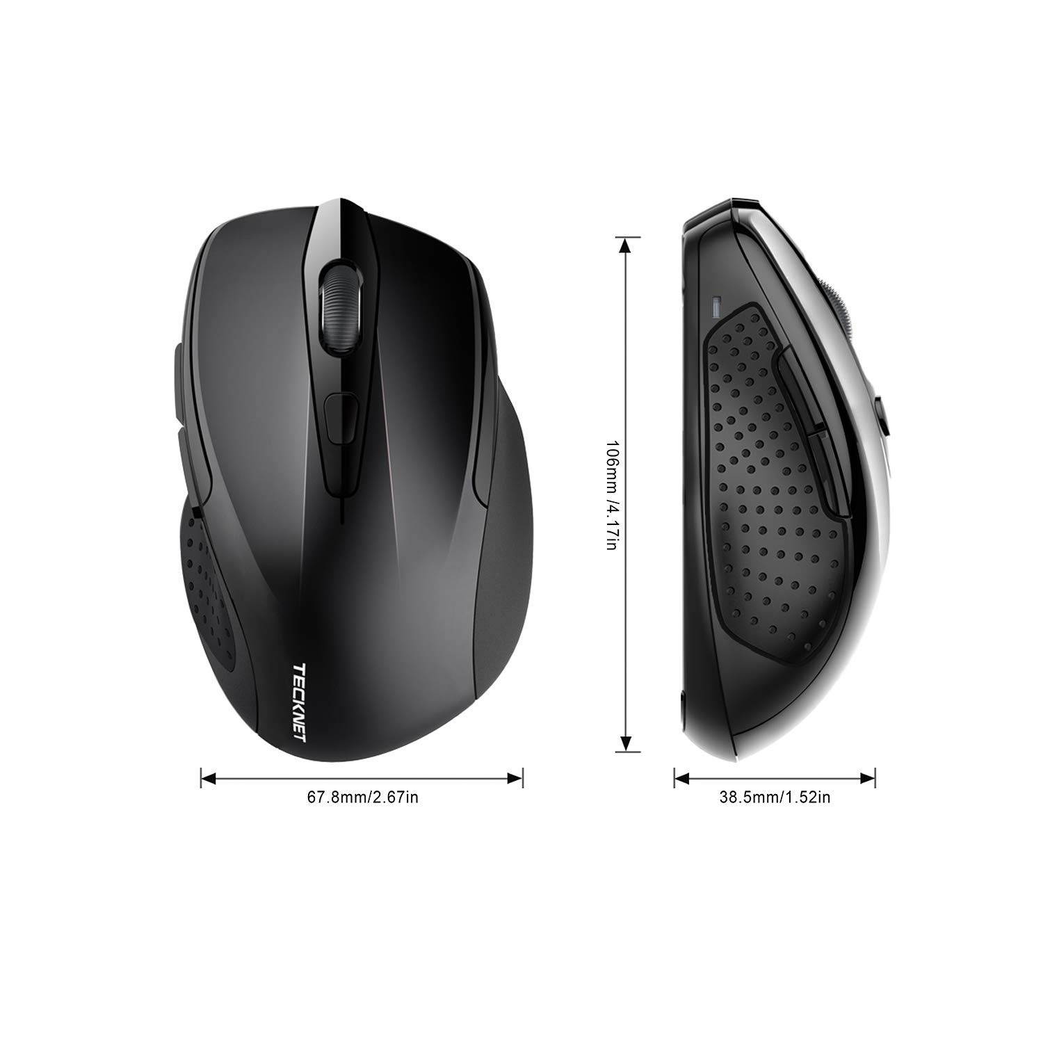 TeckNet 2600DPI Bluetooth Wireless Mouse, 24 Months Battery Life with Battery Indicator, 2600/2000/1600/1200/800DPI (Black)