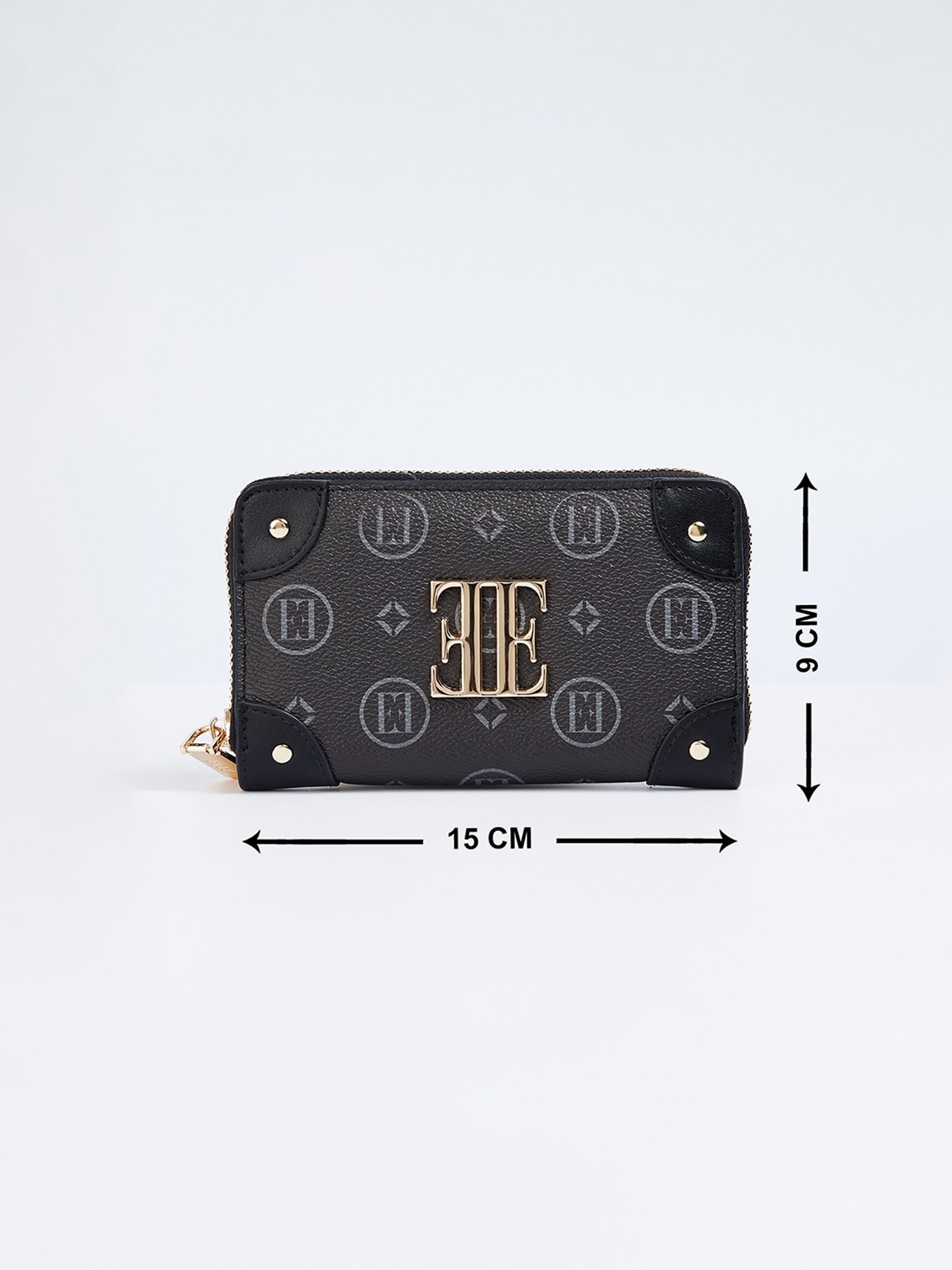 Elle Black Printed Zip Around Wallet For women