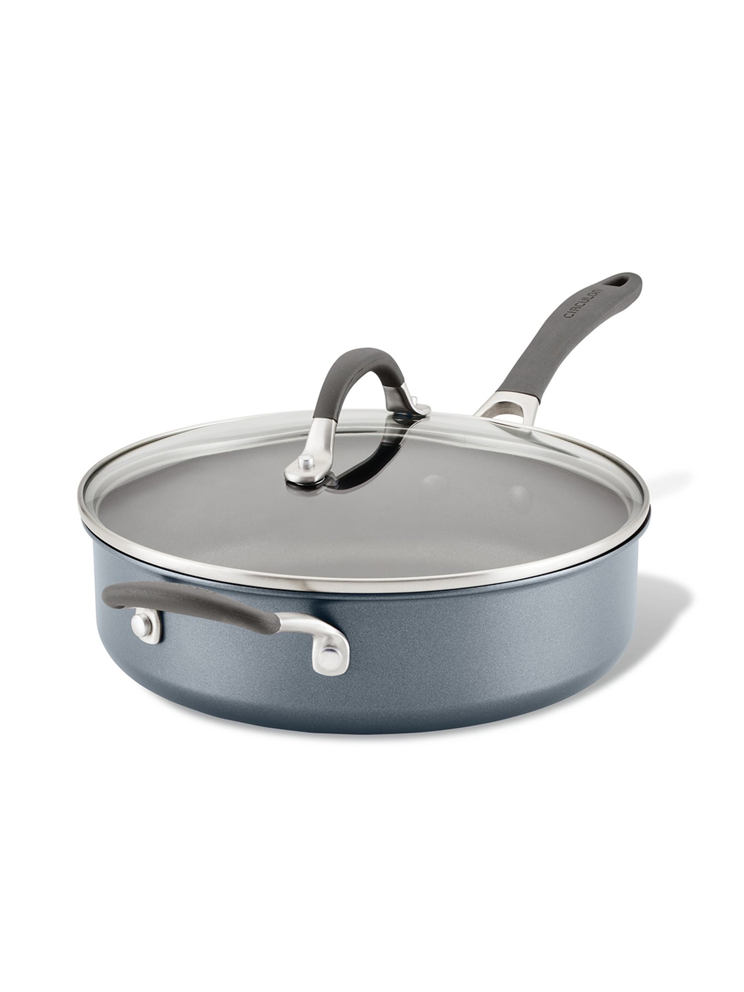 Meyer Circulon A1 Black Aluminium Saute Pan with Helper Handle and Lid