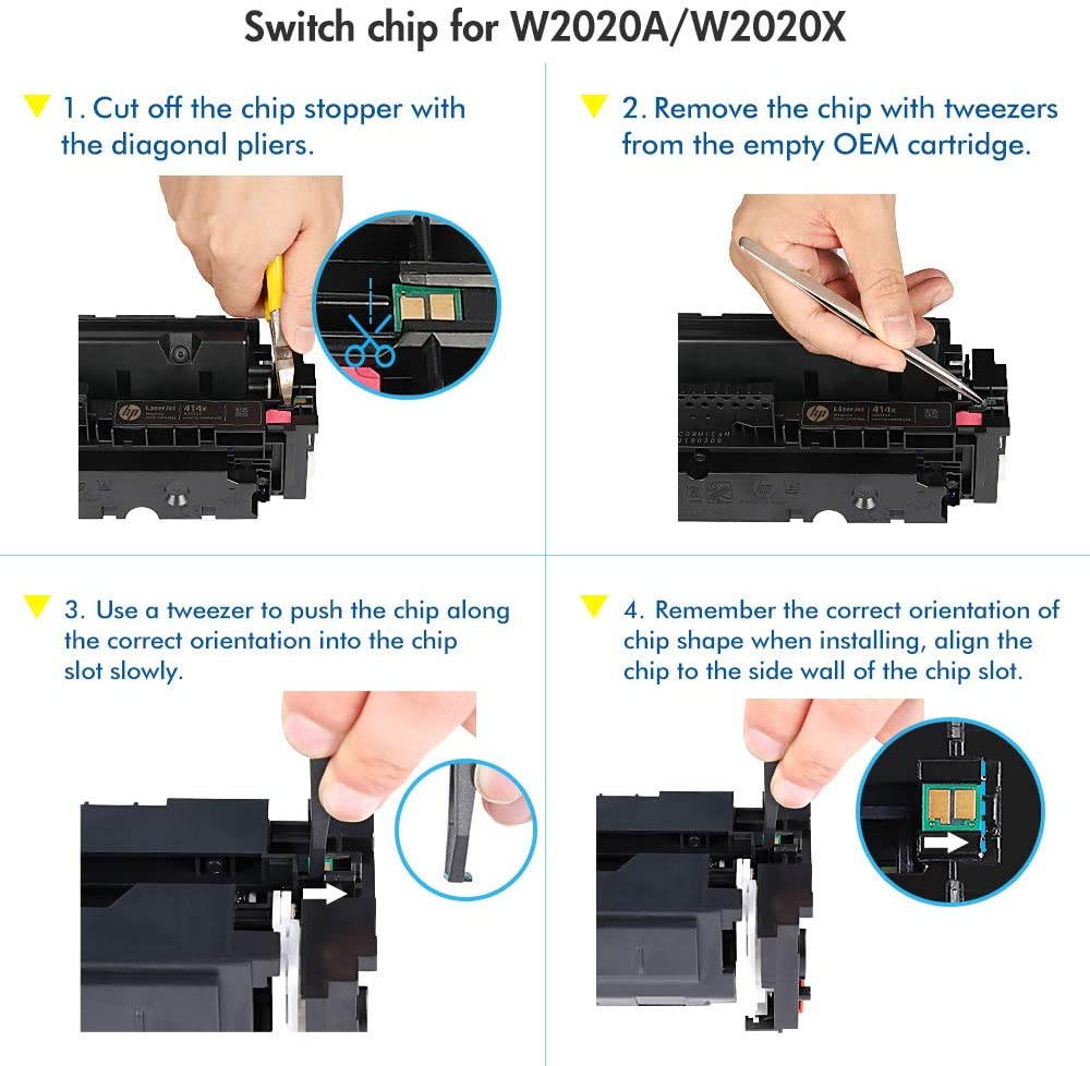 True Image Compatible Toner Cartridge Replacement for HP 414X W2020X 414A W2020A Laserjet Pro MFP M479fdw M479fdn M454dw M454dn M454 M479 Printer Ink No Chip (Black Cyan Yellow Magenta, 4-Pack)