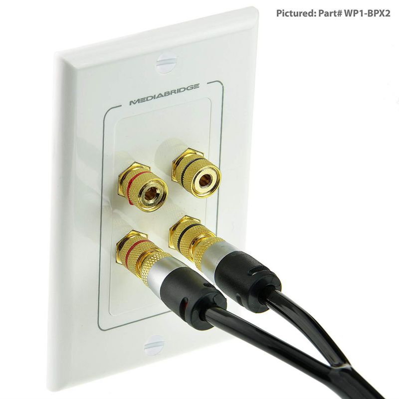 Mediabridge Speaker Wall Plate w/ Binding Posts (4 Pair) - LIMITED TIME OFFER: FREE Low Voltage Metal Mounting Bracket (1-Gang) Binding Post 2-Piece Inset Wall Plate for 2 Speakers (Part# WP1-BPX4 )