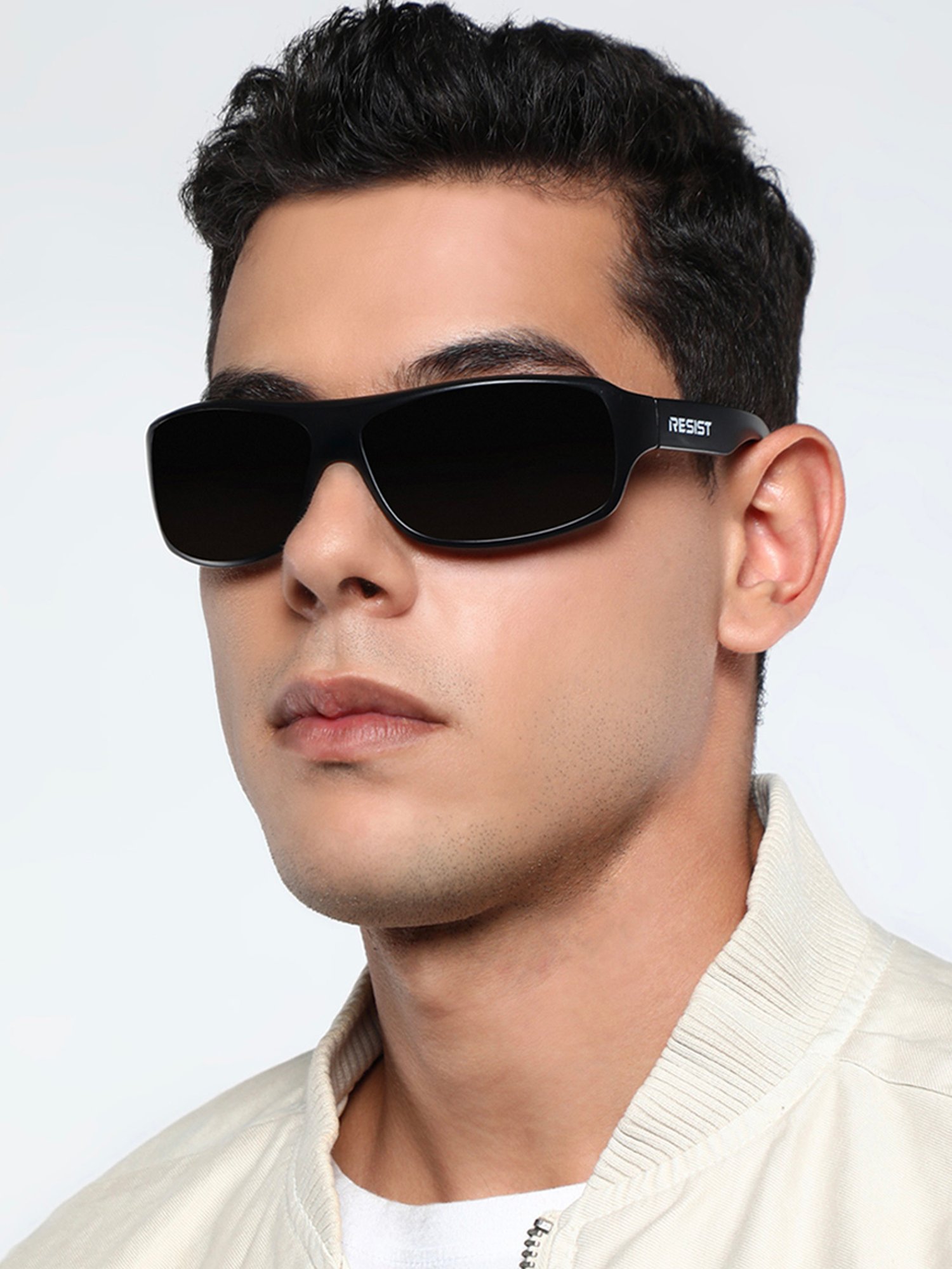 Resist Eyewear Black Wraparound UV Protection Unisex Sunglasses