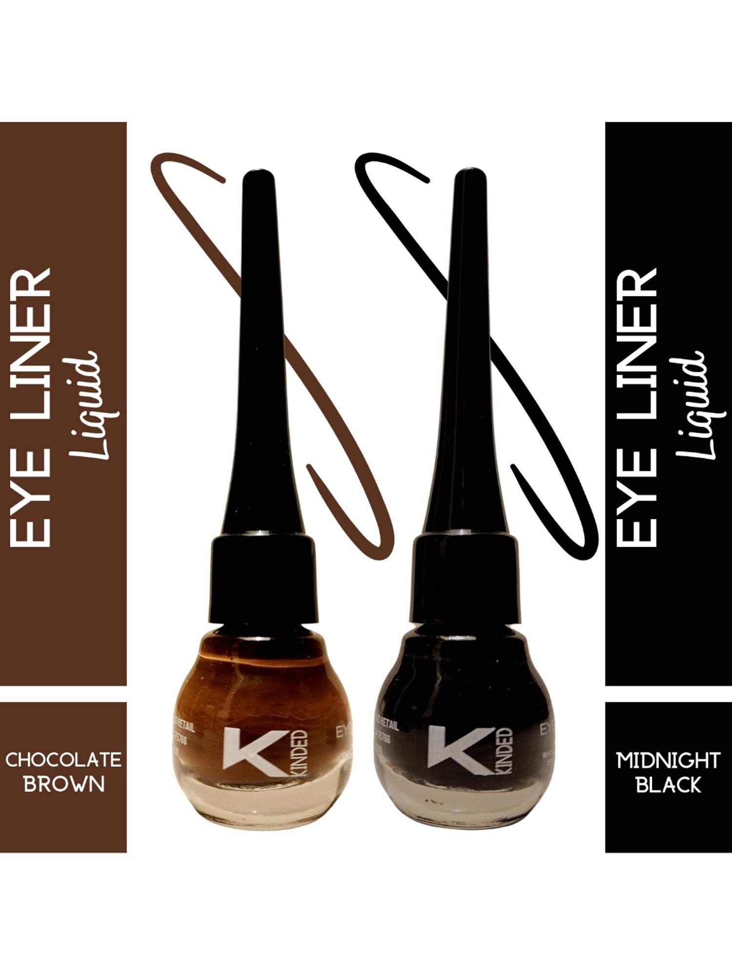 KINDED Liquid Eye Liner Midnight Black & Chocolate Brown Combo